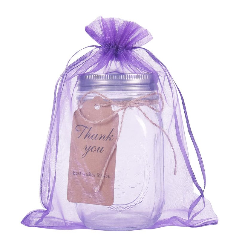 HRX Package 100pcs Organza Bags 6 x 9 inches, Purple Large Mesh Gift Drawstring Bags for Christmas Wedding Shower Party Favors Jewelry Samples - Image 5